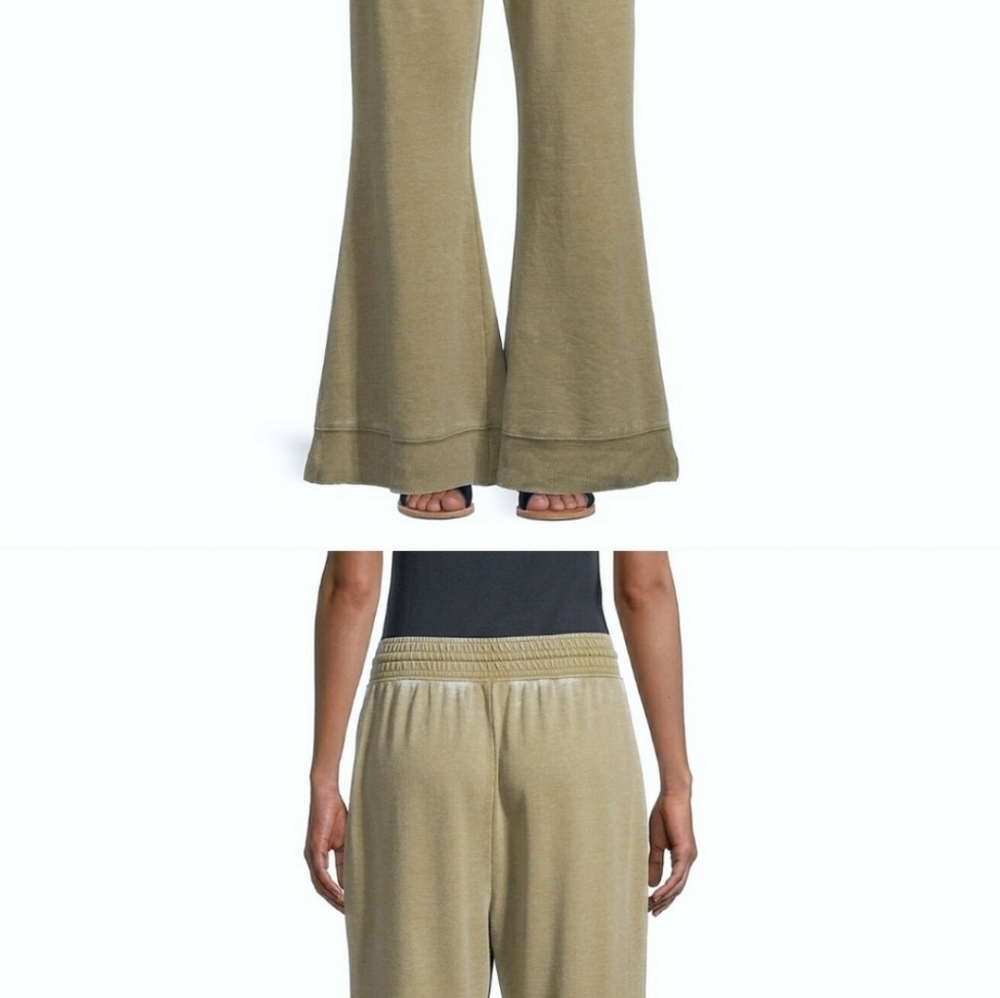 Free People Relaxed Fit Flared Lounge Pants Burnout Olive Army Taupe S